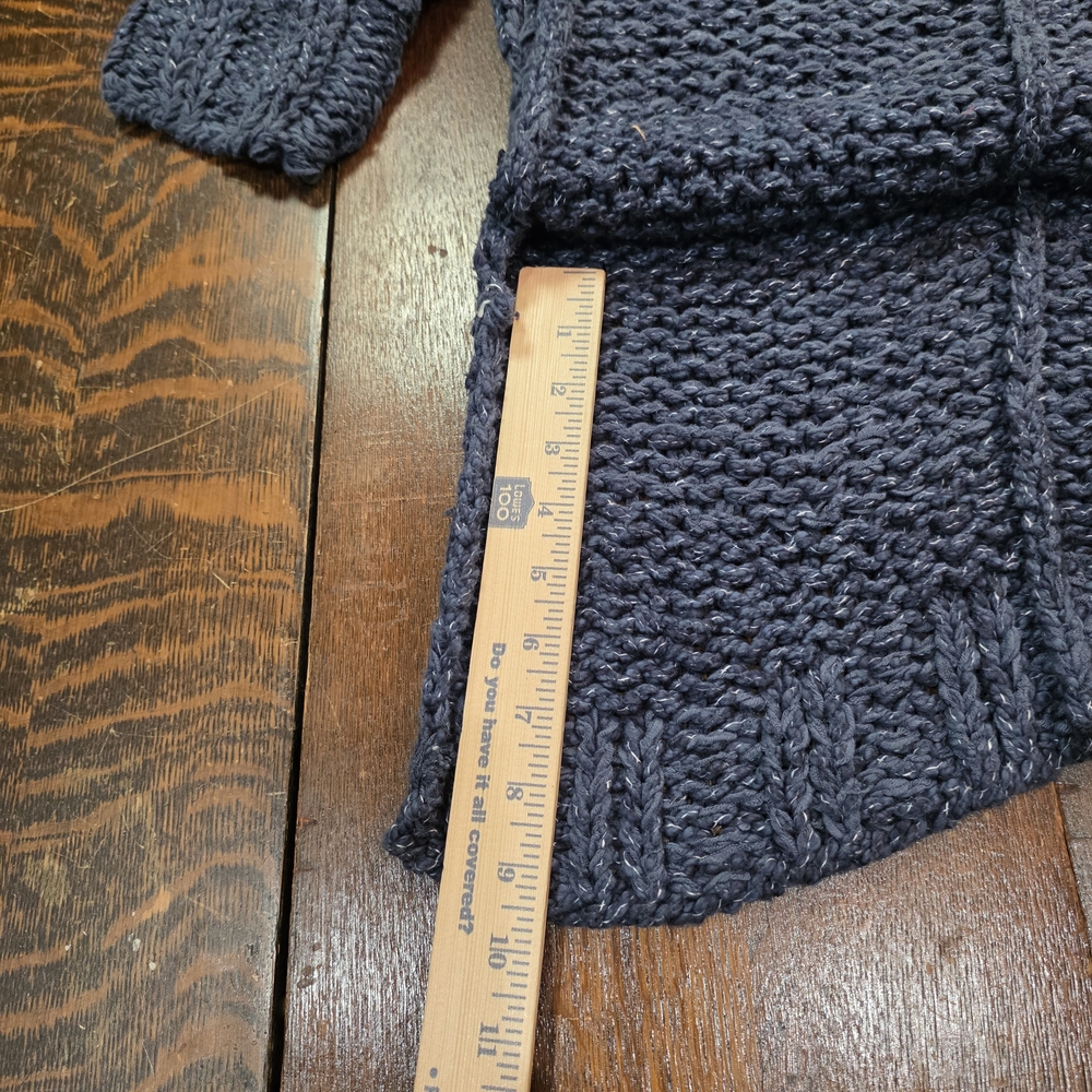 Free People Cozy Georgia Vneck navy blue chunky knit sweater 3/4 sleeve size S/P - Picture 7 of 9